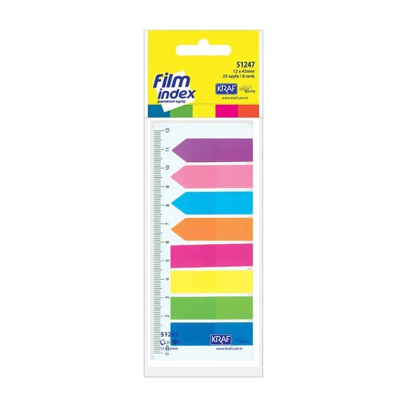 Kraf Index Film (PP) 8 Renk x 25 yp Bayrak & Ok 12x45 mm 51247 ürün görseli 1