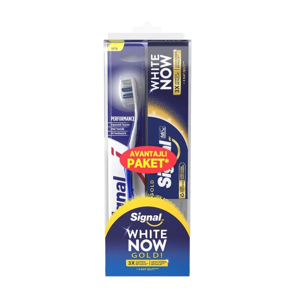 Signal White Now Diş Macunu Gold 75 ml  + Diş Fırçası Performans ürün görseli 1