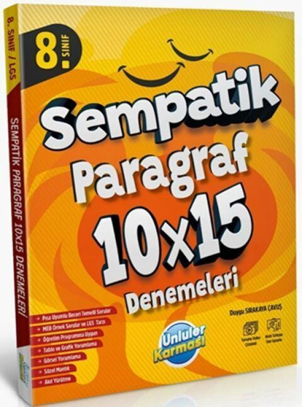 8. Sınıf Paragraf Sempatik 10 x 15 Deneme Ünlüler Karması ürün görseli 1