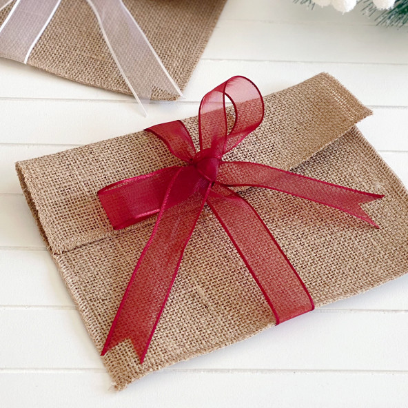 JÜT ZARF 14 X 19 CM (10 ADET) KIRMIZI KURDELELİ ürün görseli 1