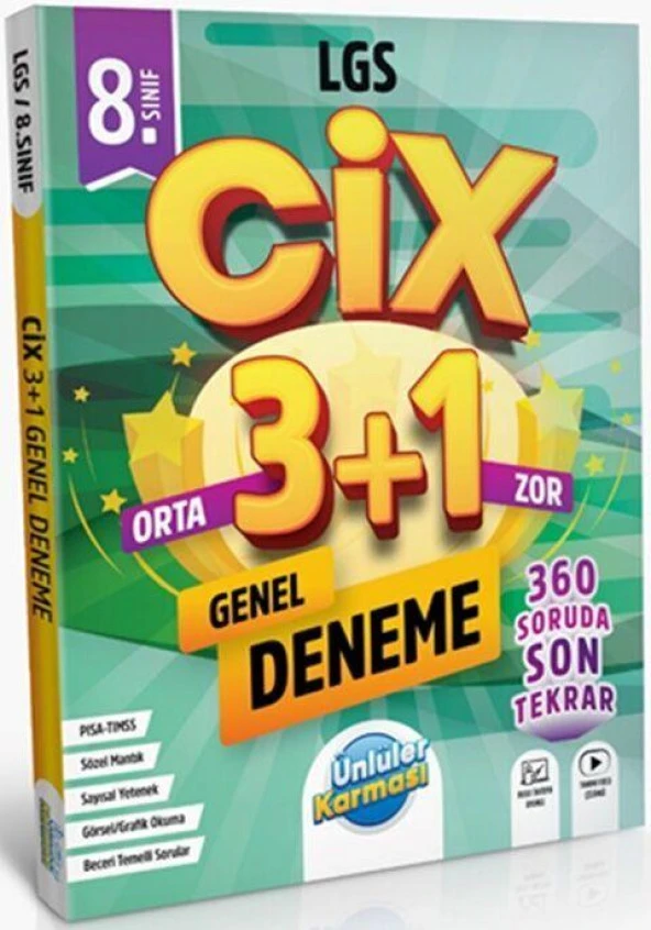 8. Sınıf LGS Cix 3 + 1 Genel Deneme Ünlüler Karması ürün görseli 1