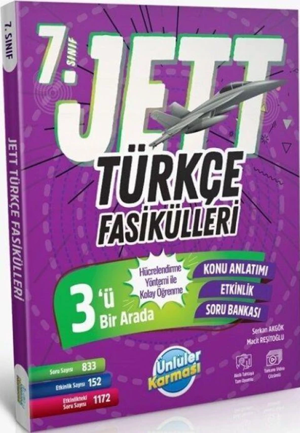 7. Sınıf Türkçe JETT Soru Fasikülleri Ünlüler Yayınları ürün görseli 1