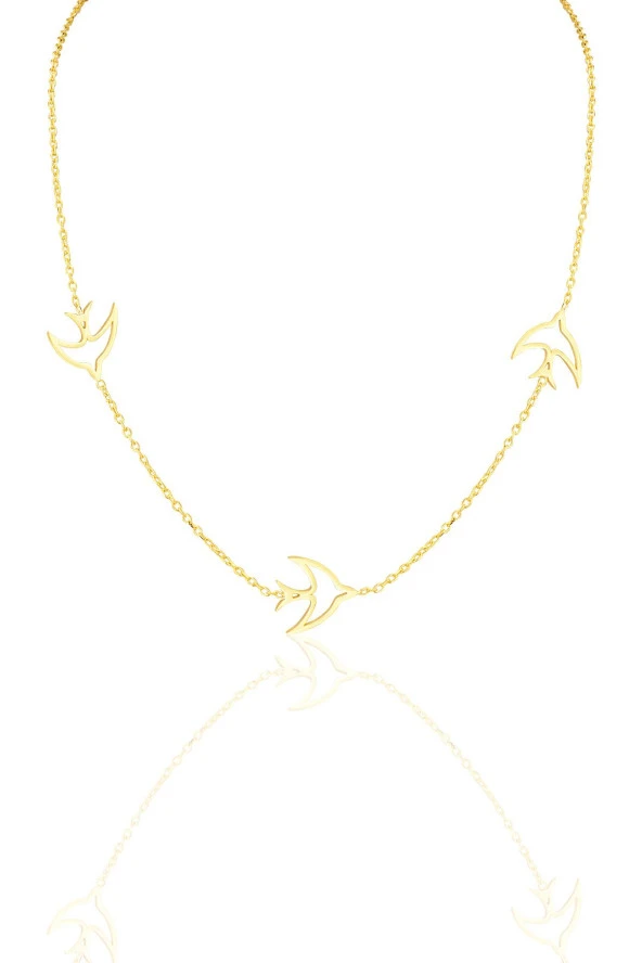 Gümüş altın yaldızlı martı kolye SGTL12319GOLD ürün görseli 1