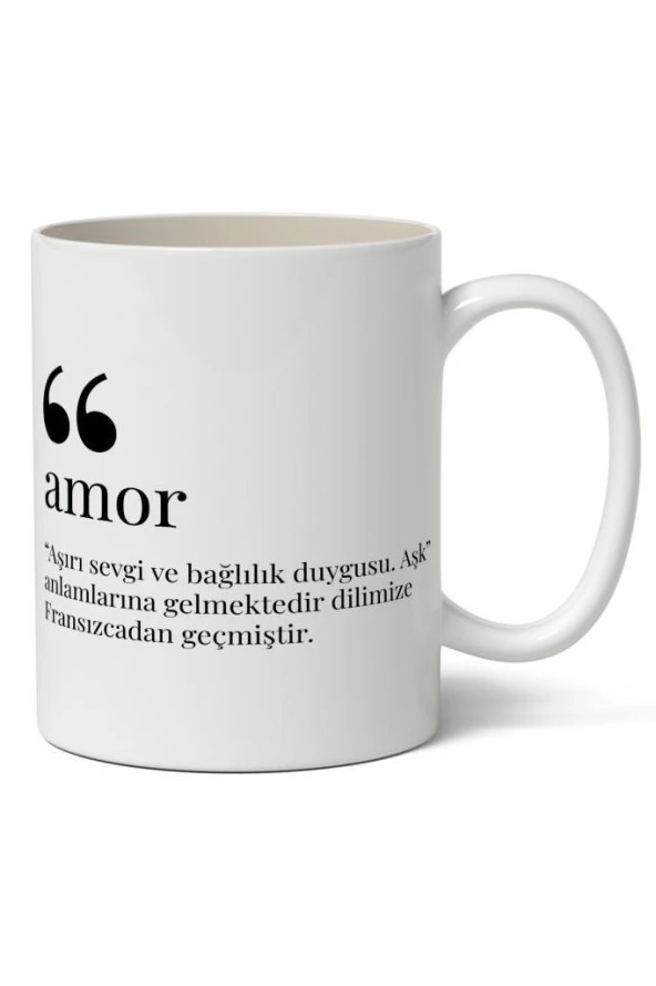 Amor Kelime Anlamı Baskılı Kupa Bardak Baskılı Kahve Kupa Bardak ürün görseli 1