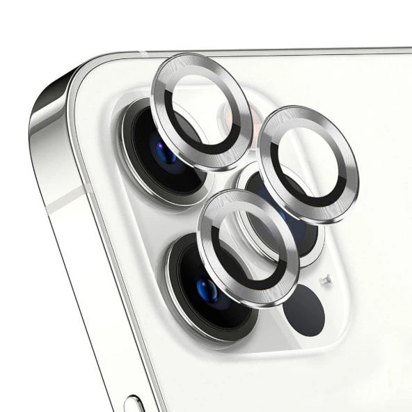 iPhone 15 Pro / 15 Pro Max Mercek Lens Kamera Koruyucu SİLVER ürün görseli 1