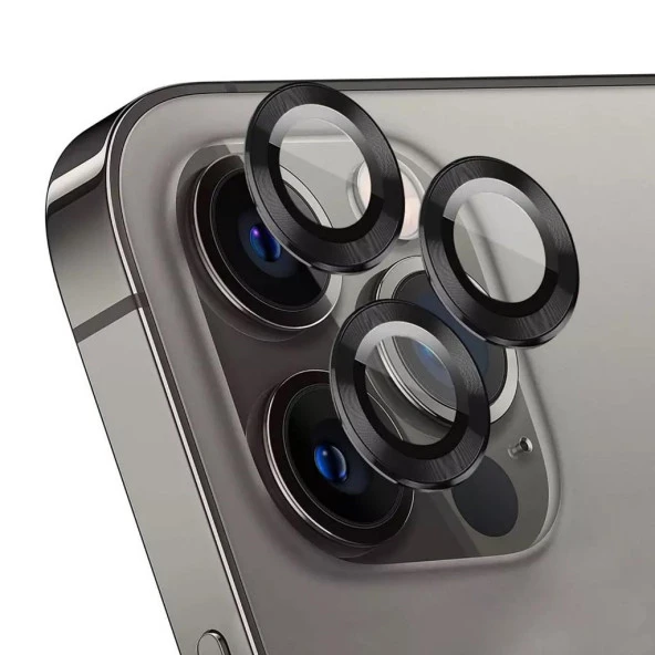 iPhone 15 Pro / 15 Pro Max Mercek Lens Kamera Koruyucu SİYAH Titanium ürün görseli 1