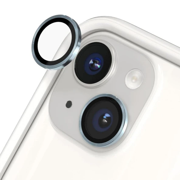 iPhone 15 / 15 Plus İle Uyumlu Mercek Lens Kamera Koruyucu MAVİ ürün görseli 1
