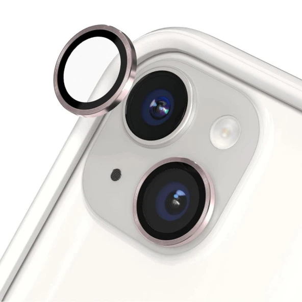 iPhone 15 / 15 Plus İle Uyumlu Mercek Lens Kamera Koruyucu PEMBE ürün görseli 1