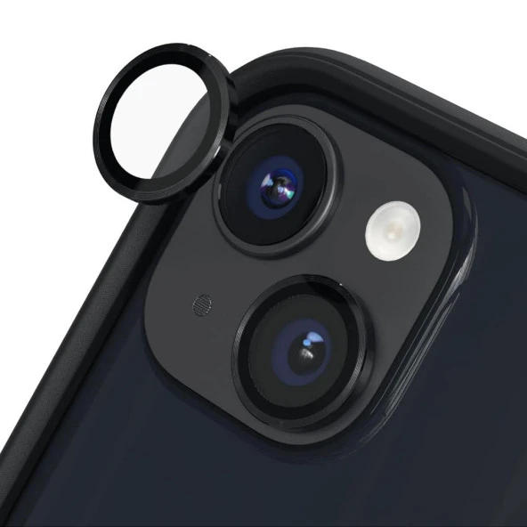 iPhone 15 / 15 Plus İle Uyumlu Mercek Lens Kamera Koruyucu SİYAH ürün görseli 1