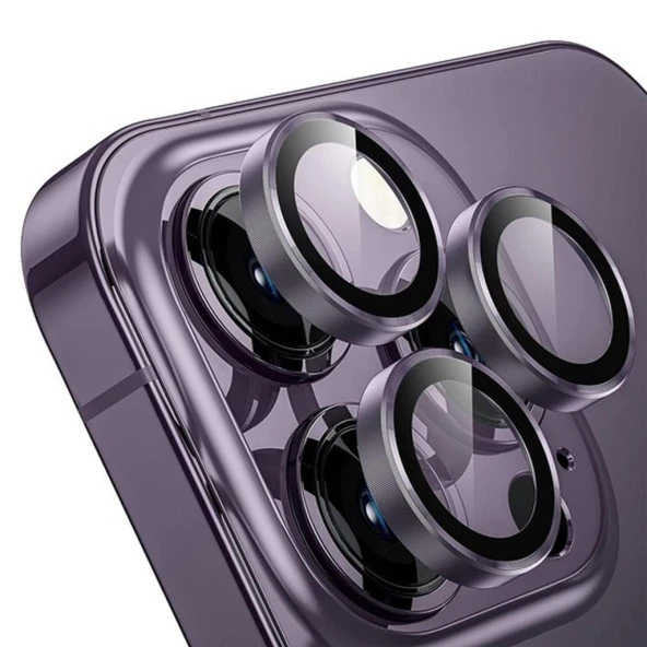 iPhone 14 Pro Max İle Uyumlu Lens Kamera Koruyucu Mercek MOR ürün görseli 1