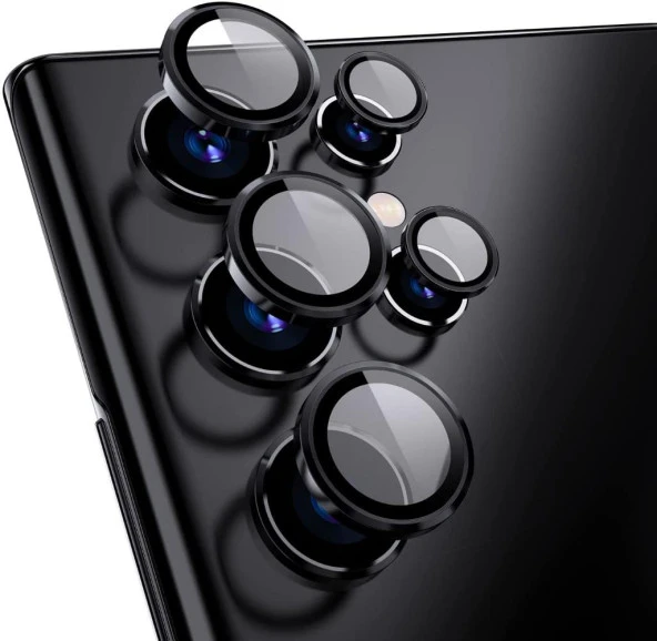 Samsung Galaxy S22 Ultra İle Uyumlu Mercek Lens Kamera Koruyucu SİYAH ürün görseli 1