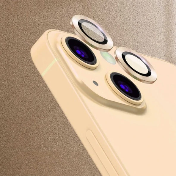 Apple iPhone 13 Mercek Lens Kamera Koruyucu GOLD ürün görseli 1