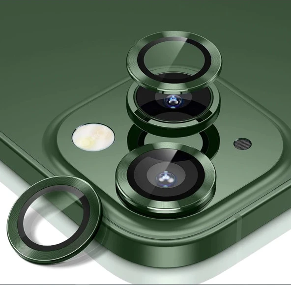 Apple iPhone 13 İle Uyumlu Mercek Lens Kamera Koruyucu YEŞİL ürün görseli 1
