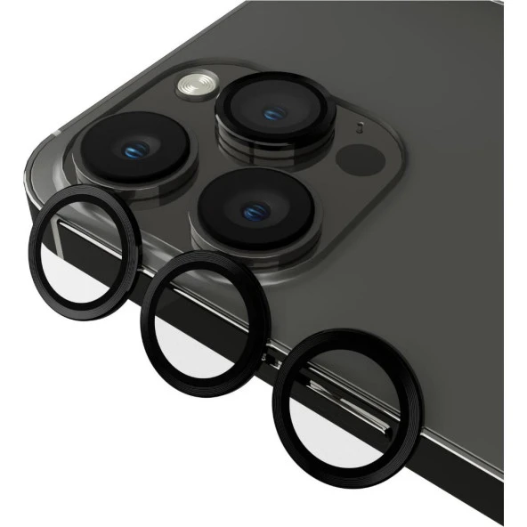 Apple iPhone 13 Pro Max Mercek Lens Kamera Koruyucu SİYAH ürün görseli 1