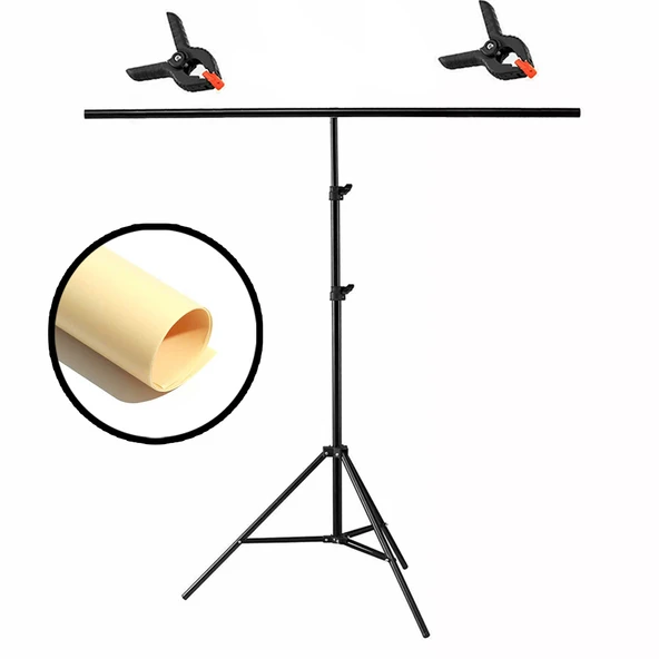 GDX Seyyar 120x200cm Turuncu PVC Fon Perde Seti T-Profil Standlı Mat Ürün Çekim Fon Seti ürün görseli 1