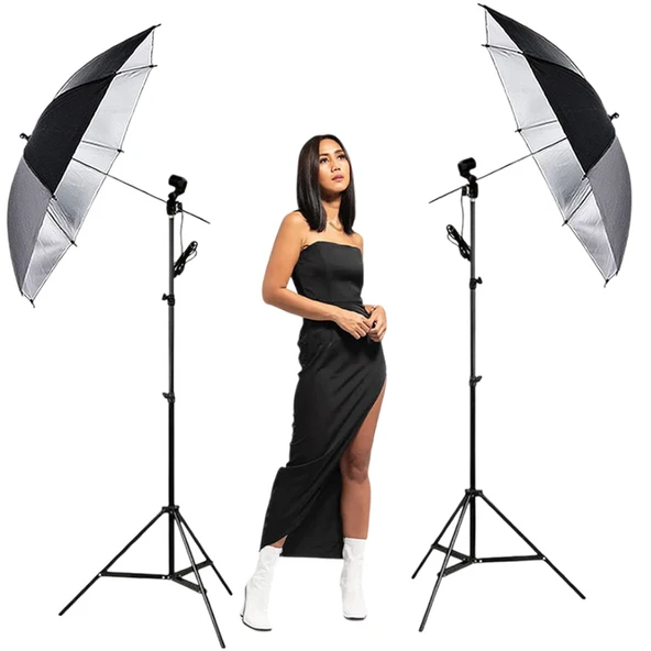 Godox UB-008 33inç 84cm Gümüş Şemsiye Tek Duylu İkili Set Bundle ürün görseli 1