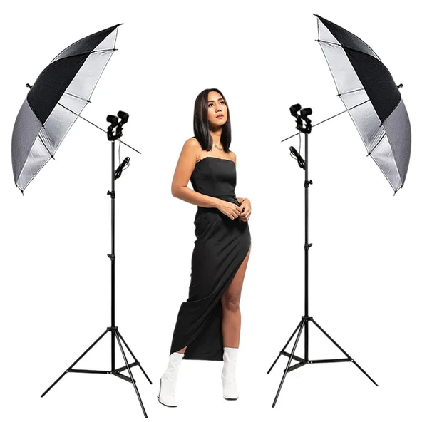 Godox UB-002 40inç 101cm Gümüş Şemsiye Çift Duylu İkili Set Bundle ürün görseli 1