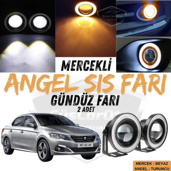 Peugeot 301 2012-2021 Uyumlu Üniversal Mercekli Angel Sis Farı Metal Su Geçirmez 76 mm Turuncu Halkalı Gündüz Farı Angel Eyes 2 Adet ürün görseli 1