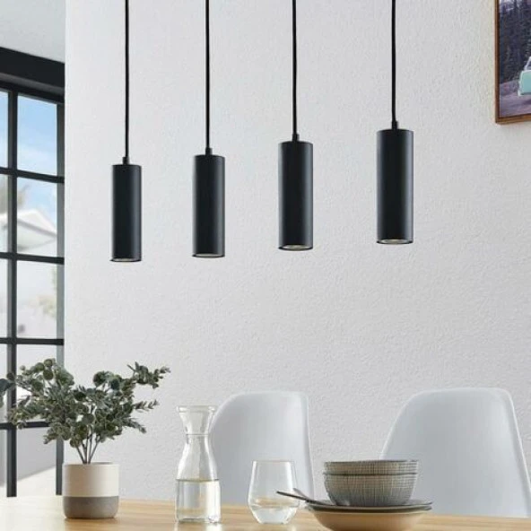 Rsylight Masa Üstü 4 Lü Led Avize Siyah Led Spot Bar Ve Tezgah Üstü Led Avize Panasonıc Günışığı Ampullü ürün görseli 1
