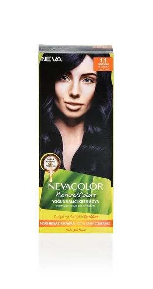 Nevacolor Natural Colors 1.1 Mavi Siyah - Kalıcı Krem Saç Boyası Seti ürün görseli 1