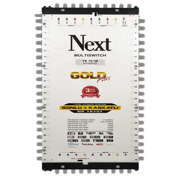 UYDU SANTRAL 10/48 SONLU KASKATLI MULTISWITCH HİBRİT (ADAPTÖR DAHİL) NEXT ürün görseli 1