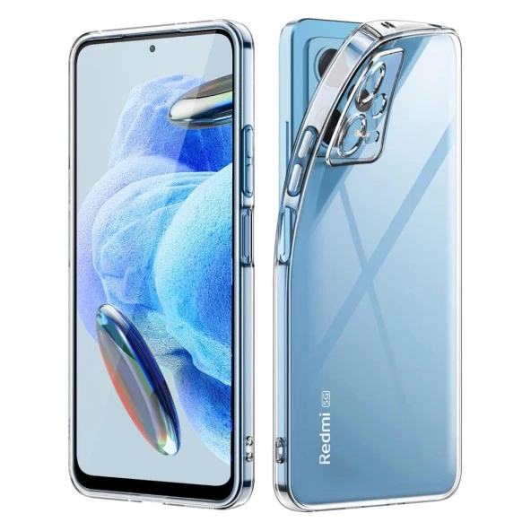 Xiaomi Redmi Note 12 Pro 5G Kılıf Şeffaf Silikon Kamera Korumalı 3D ürün görseli 1