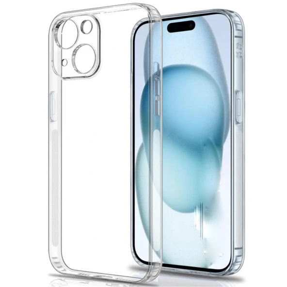 iPhone 15 Kılıf Şeffaf Kamera Korumalı Soket 3D ürün görseli 1