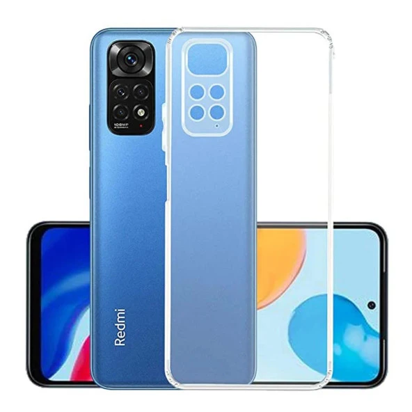 Xiaomi Redmi Note 11S Kılıf Şeffaf Silikon Kamera Korumalı 3D ürün görseli 1