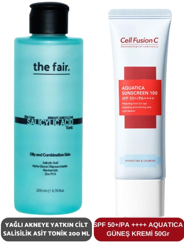 the fair. Yağlı Akneye Yatkın Cilt Salisilik Asit Tonik 200 ml ve SPF 50+/PA Aquatica Güneş Kremi 50 ml ürün görseli 1