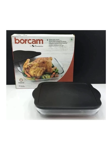 Paşabahçe 59024 Borcam Siyah Kapaklı Fırın Tepsisi 28x28cm ürün görseli 1