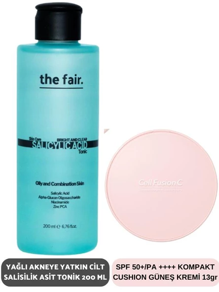the fair. Yağlı Akneye Yatkın Cilt Salisilik Asit Tonik 200 ml ve SPF 50+/PA Kompakt Güneş Kremi 13 gr ürün görseli 1