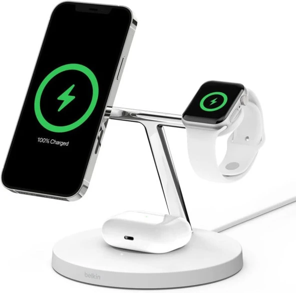 Belkin Boost Charge Pro WIZ009VFWH 3in1 Beyaz Hızlı Kablosuz Şarj Aleti - Outlet ürün görseli 1