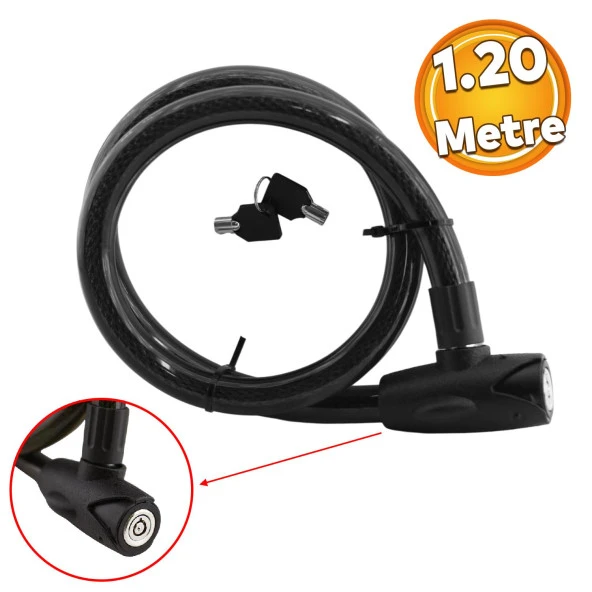 Kilit Motosiklet Kilidi Motorsiklet Bisiklet Halat Zincir Çelik Kilit Hırsız Önlem Güvenlik 120 cm ürün görseli 1
