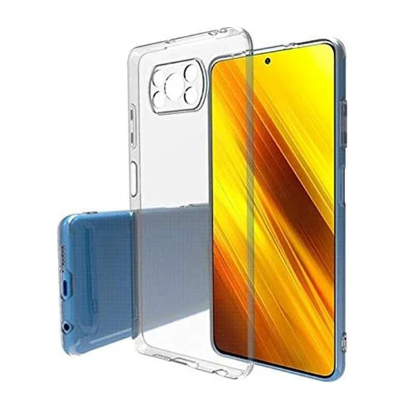 Poco X3 Kılıf Şeffaf Silikon Kamera Korumalı 3D Tıpalı ürün görseli 1