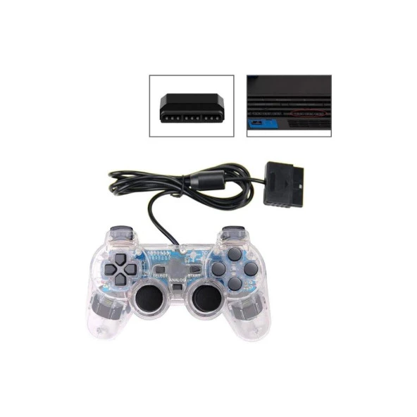 Cosmostech PS2 Controller Oyun Kolu , Titreşimli Gamepad Joystick - Resim 6