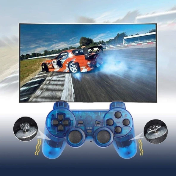 Cosmostech PS2 Controller Oyun Kolu , Titreşimli Gamepad Joystick Mavi - Resim 3