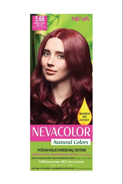 Nevacolor Natural Colors 5.66 Şarap Kızılı - Kalıcı Krem Saç Boyası Seti ürün görseli 1