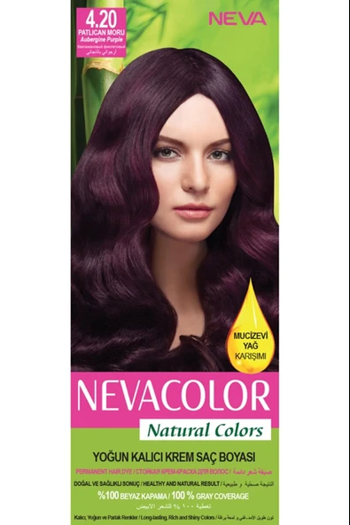 Nevacolor Natural Colors 4.20 Patlıcan Moru - Kalıcı Krem Saç Boyası Seti ürün görseli 1
