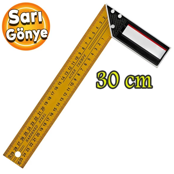 Alüminyum L Gönye Sarı Gönye Cetvel Kaynak Kaynakçı Marangoz Gönyesi 300 mm ürün görseli 1