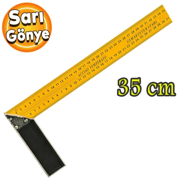 Alüminyum L Gönye Sarı Gönye Cetvel Kaynak Kaynakçı Marangoz Gönyesi 350 mm ürün görseli 1