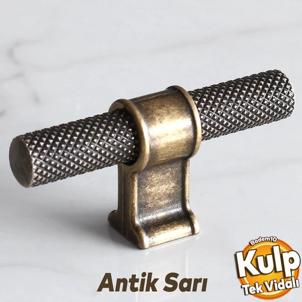 Hisar Eskitme Antik Sarı Metal Düğme Tek Vidalı Mobilya Mutfak Çekmece Dolap Kulpu Kulbu Kulpları ürün görseli 1