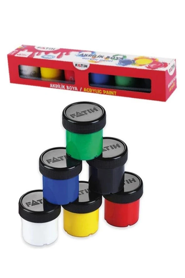 Akrilik Boya 6 Renk 25 ml 1 Paket Fatih Akrilik Boya Seti 6 lı Su Bazlı Şişe İçerisinde Okul Resim Sınıf ürün görseli 1
