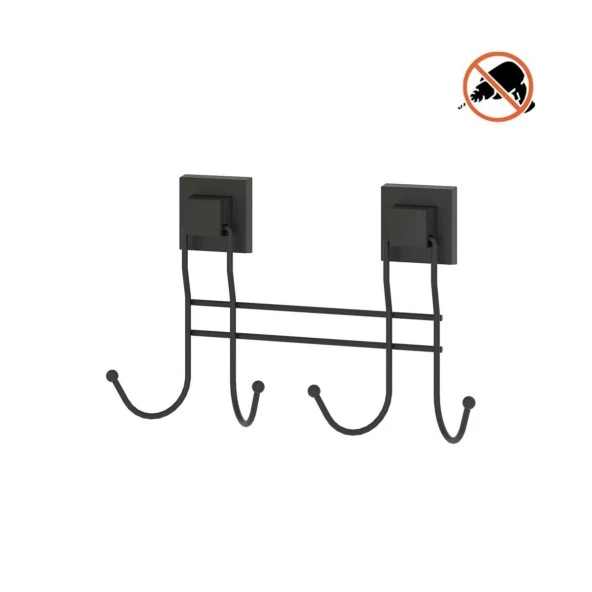 Tekno Tel EF-252 Yapışkanlı Banyo 4 lü Askı Bornozluk Siyah ürün görseli 1