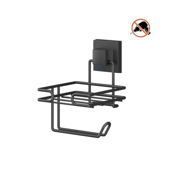 Tekno Tel EF-275 Yapışkanlı Yedekli Tuvalet Wc Kağıtlık Siyah ürün görseli 1