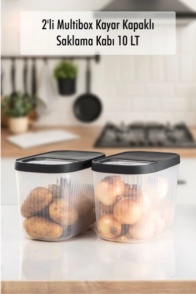 2'Li 10 LT Multibox Kayar Kapaklı Saklama Kabı & Erzak Kabı & Toz Ve Tablet Deterjan Kutusu ürün görseli 1