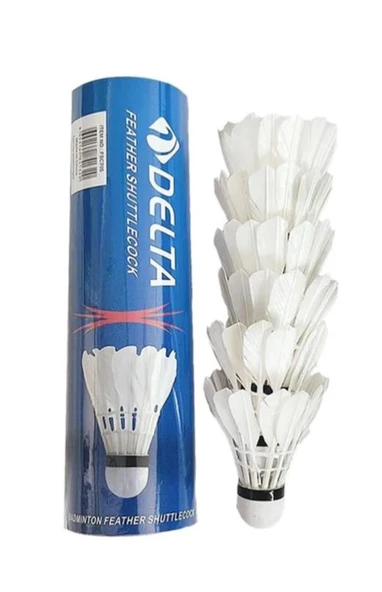 Delta Badminton Topu 6 Adet Kaz Tüyü FSC 705 ürün görseli 1