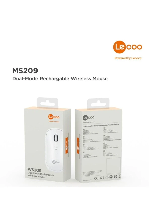 Lenovo Ws209 Dual Mod Bluetooth Ve Kablosuz Şarj Edilebilir Optik Mouse Siyah ürün görseli 1