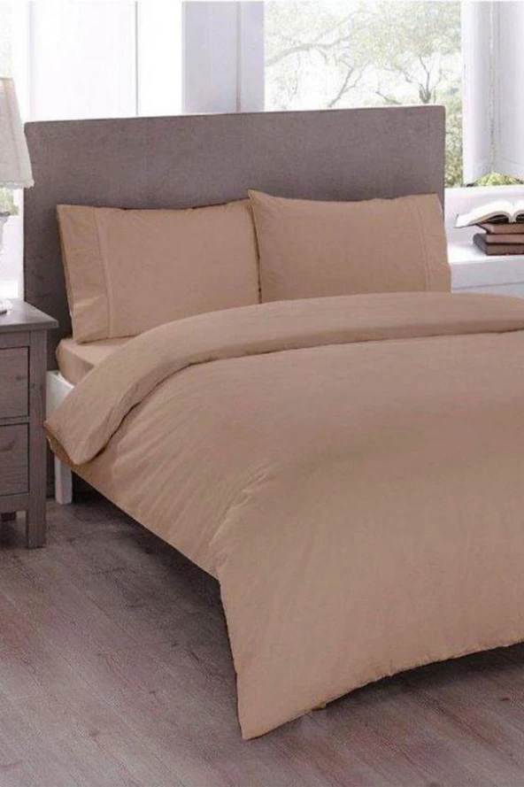 Çeyiz Diyarı Pure Çift Kişilik Nevresim Seti 200x200 Cappucino ürün görseli 1