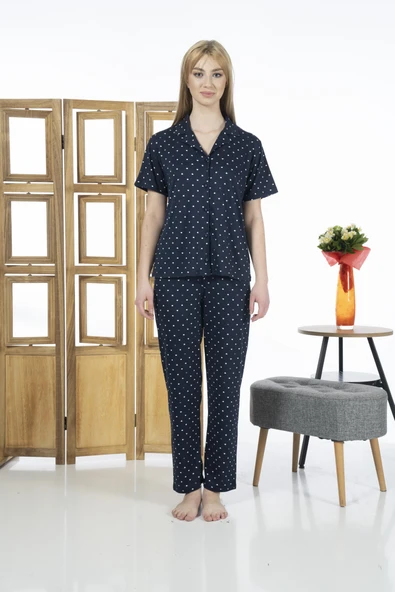 Estiva 24151 Kadın Kısa Kol Boydan Düğmeli Gömlek Pijama Takımı ürün görseli 1
