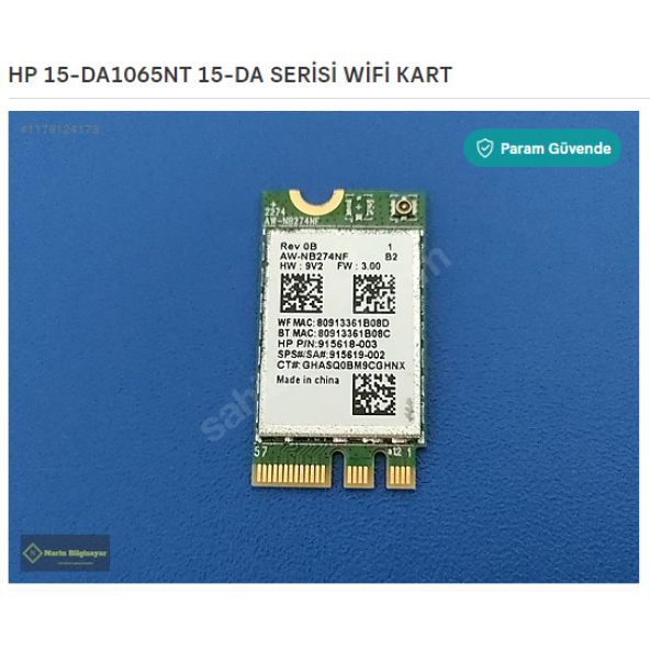 HP 15-DA1065NT 15-DA SERİSİ WİFİ KART ürün görseli 1